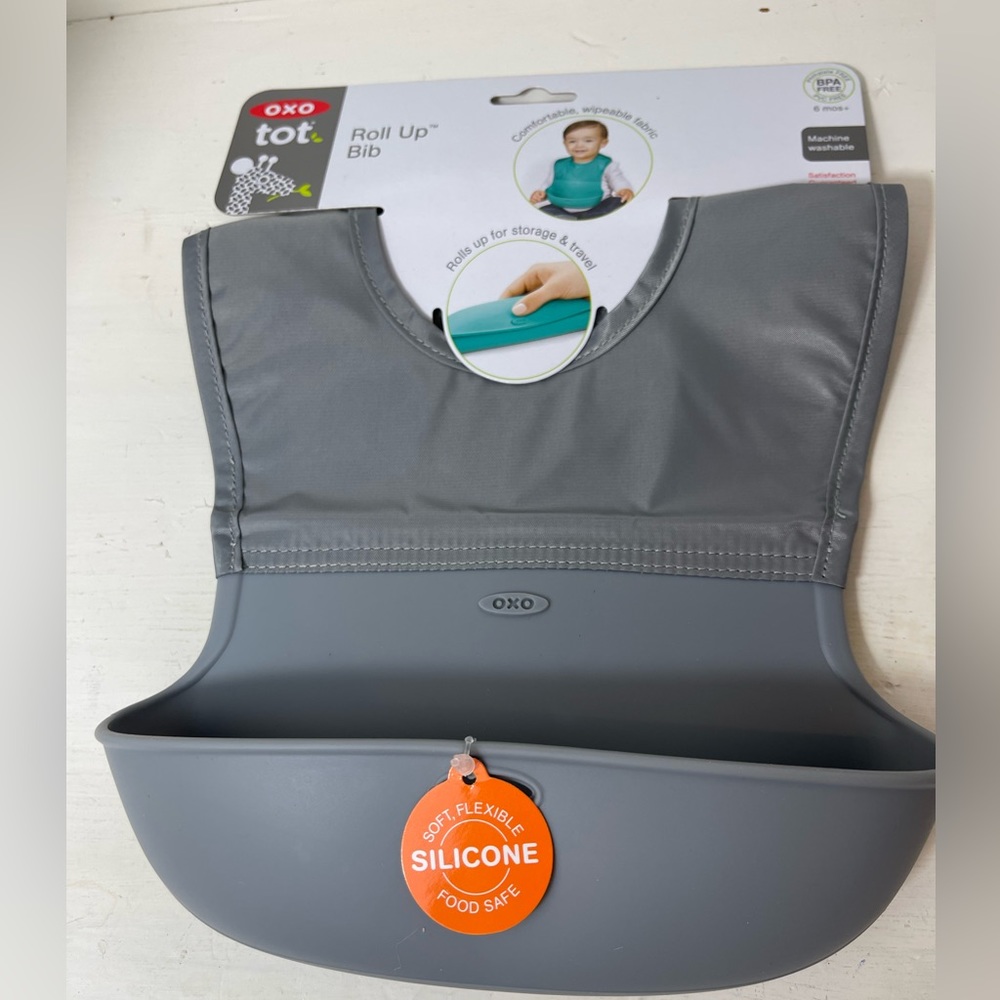 OXO Tot Roll-Up Bib Gray